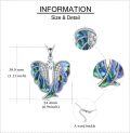 wholesale 925 Sterling Silver Abalone Shell Angel Wing Pendant Necklace with Cubic Zirconia Center Stone-0-3