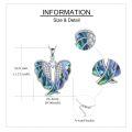wholesale 925 Sterling Silver Abalone Shell Angel Wing Pendant Necklace with Cubic Zirconia Center Stone-0-3