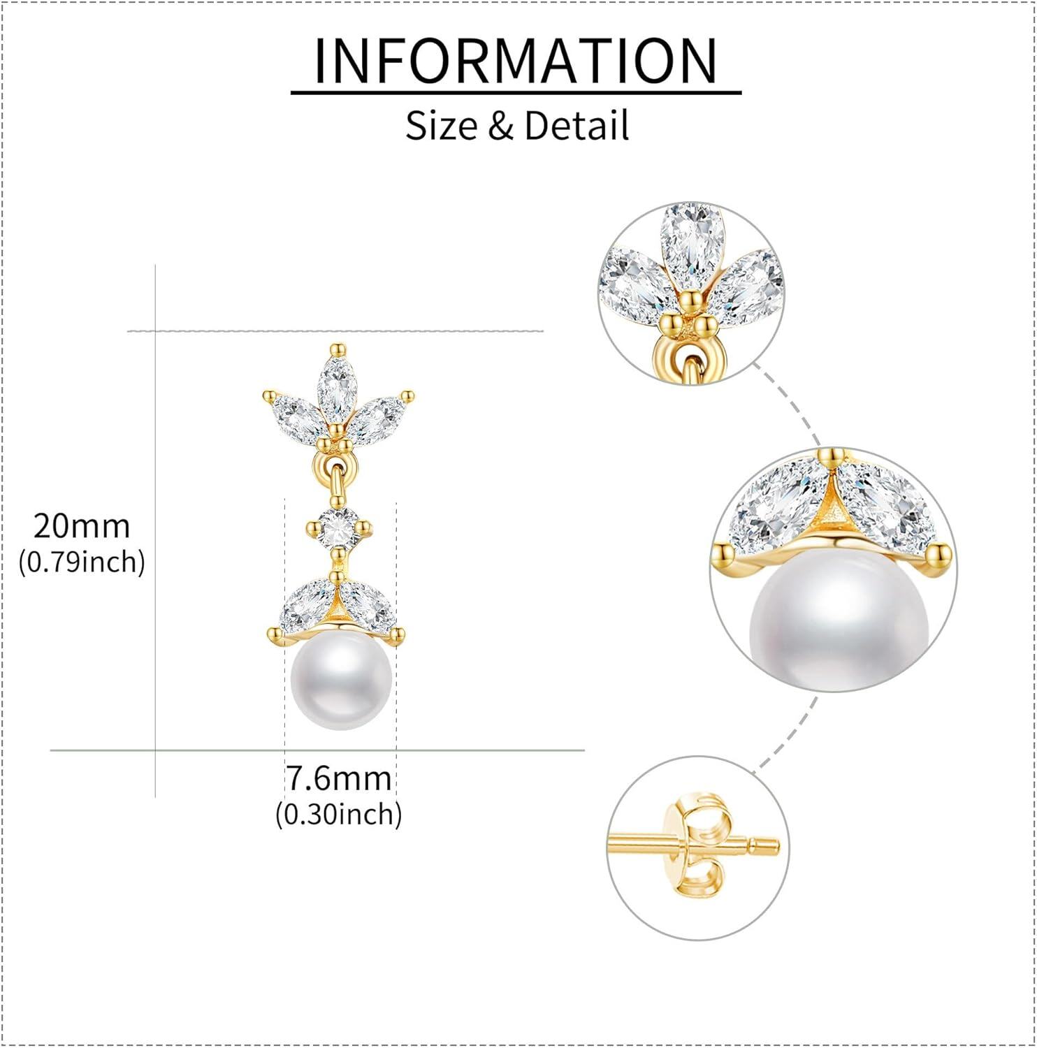 wholesale 18K Gold Pearl Flower Drop Dangle Earring for Women Girls-0-4