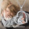 wholesale 925 Sterling Silver Mama Bear Heart Pendant Necklace with Cub Charm-0-5