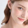 wholesale 925 Sterling Silver Celtic Knot Green Enamel Cross Dangle Drop Earrings for Women-0-1