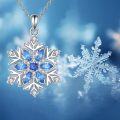 wholesale 925 Sterling Silver Blue Crystal Snowflake Pendant Necklace - Winter s for Women-0-5
