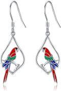 wholesale 925 Sterling Silver Parrot Teardrop Enamel Dangle Earrings for Women-0-0