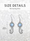 wholesale 925 Sterling Silver Blue Moonstone Leverback Dangle Drop Earrings for Women-0-3