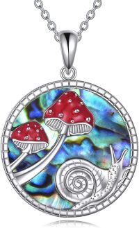wholesale 925 Sterling Silver & Hypoallergenic Mushroom Snail Necklace - 22mm Cute Pendant, 18+2 Rolo Chain, Gift for Women-Mushroom Necklace