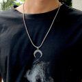 wholesale 925 Sterling Silver Celtic Knot Crescent Horn Pendant Necklace Oxidized Black Vintage Jewelry-0-2