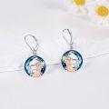 wholesale 925 Sterling Silver Blue Crystal Unicorn Drop Earrings for Women Girls  4cm Long-0-4