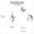 wholesale 925 Sterling Silver 925 Blue Opal Phoenix Pendant Necklace w/Cubic Zirconia & Chain Giftboxed-0-4
