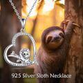 wholesale 925 Sterling Silver Love You Forever Sloth Heart Pendant Necklace-0-2