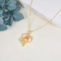 wholesale 14K Gold Rose Flower in Heart Shape Pendant Necklaces for Women Girl's Valentines Day Gifts-0-4