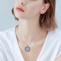 wholesale 925 Sterling Silver Compass Pendant Necklace Vintage Oxidized Cubic Zirconia Chain-0-1