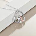 wholesale 925 Sterling Silver Heart Pendant with Grandmother and Child Design - I Love You Forever Necklace for Women's Gifts-0-3