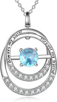 wholesale TOUPOP Sister Necklace Gifts From Christmas Gifts For Women Sister Sterling Silver Blue Topaz Pendant Necklace With December Birthstone Jewelry Always My Sister Forever My Friend Birthday Friends -undefined