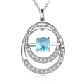TOUPOP Sterling Silver Blue Topaz Sister Pendant Necklace-0-0