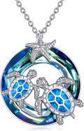 wholesale Turtle Gifts S925 Sterling Silver Crystal Sea Turtle Necklace Christmas Gifts For Women, 18+2 Inch -0-0