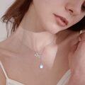 wholesale 925 Sterling Silver Moonstone & Turquoise CZ Infinity Drop Pendant Necklace-0-1