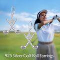 wholesale 925 Sterling Silver Crossed Golf Clubs & Ball Leverback Drop Earrings Sporty Gifts for Women-0-1