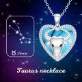 wholesale 925 Sterling Silver Heart-Shaped Turquoise Aries Zodiac Pendant Necklace-0-1