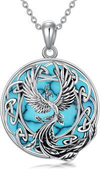 wholesale Sterling Silver Celtic Phoenix Pendant Necklace Valentine s Day Gifts for Her-Turquoise Phoenix Necklace