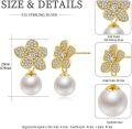 wholesale 925 Sterling Silver Plated Gold  Flower Pearl Stud Earrings-0-3