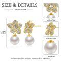 wholesale 925 Sterling Silver Flower Pearl Drop Earrings Gold Plated For Women-0-3