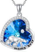 wholesale 925 Sterling Silver Blue Crystal Polar Bear Mommy and Me Pendant Necklaces for Women's Gifts-0-0