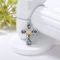 wholesale 925 Sterling Silver Sunflower Cross Necklace for Women Men Catholic Religious s 47cm Chain Length-0-2