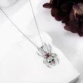 wholesale 925 Sterling Silver Spider Pendant with Red Stone and Barbed Wire Design - Gothic Punk Style Necklace for Men Women-0-1