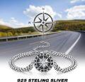 wholesale 925 Sterling Silver Compass Bracelet for Men/Women Adjustable Religious Protection Jewelry Amulet Gift with 7+2 inch -0-1