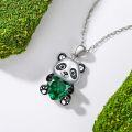 wholesale Metal Stone Panda Heart Pendant Necklace Women s Gift-0-2