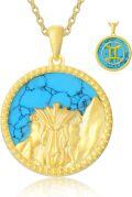 wholesale 18K Gold Plated Sterling Silver Synthetic Blue Turquoise Zodiac Necklace for Women-0-48