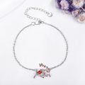 wholesale 925 Sterling Silver Cardinal Couple Bracelet With Red Gems-0-3