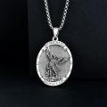 wholesale 925 Sterling Silver Saint Michael Pendant with Cubic Zirconia and Chain for Men-0-2