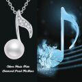 wholesale 925 Sterling Silver Natural Diamond Music Note Necklace with Pearl Pendant for Musician Graduation Gifts-0-5