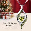wholesale Platinum Plated 925 Sterling Silver Birthstone Necklace Heart Pendant Gift for Women-0-2