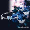 wholesale 925 Sterling Silver Blue Fire Opal Butterfly Charm Anklet for Women Girls Beach  8 Adjustable Chain-0-4