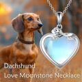 wholesale 925 Sterling Silver Heart-Shaped Opalite Dachshund Pendant Necklace for Women-0-5