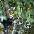 wholesale TOUPOP Panda Gifts For Women Sterling Silver Love Heart Panda Animal Leverback Drop Earrings For Her Jewelry Birthday -0-2