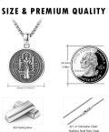 wholesale 925 Sterling Silver St. Benedict Round Medal Necklace Pendant with Cross and Religious Symbols for Men Women  24 Chain Length (Silver)-0-4