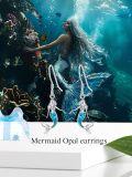 wholesale 925 Sterling Silver Blue Fire Opal Mermaid Dangle Drop Earrings for Women Beach -0-5