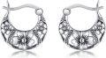 wholesale 925 Sterling Silver Floral Filigree Circle Stud Earrings-0-0