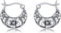 wholesale 925 Sterling Silver Floral Filigree Circle Stud Earrings-Boho