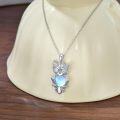 wholesale Sterling Silver Moonstone Owl Lab Grown Diamond Birthstone Necklace Pendant for Women-0-2