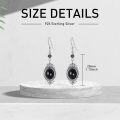 wholesale 925 Sterling Silver Black Onyx Drop Earrings with Intricate Design-0-5