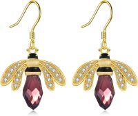 wholesale 925 Sterling Silver Crystal Bee Drop Earrings for Women -Honeybee Earrings