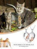 wholesale 925 Sterling Silver Cat Mother-Daughter Heart Pendant Necklaces Set-0-1