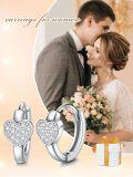 wholesale 925 Sterling Silver Heart-Shaped Cubic Zirconia Huggie Hoops for Women - Valentine's Day Gift Ideas-0-4