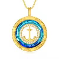 TOUPOP Sterling Silver Stone Anchor Necklace Gift for Women-undefined