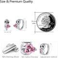 wholesale 925 Sterling Silver Pink Crystal Sloth Huggie Hoop Earrings for Women and Teenagers-0-2