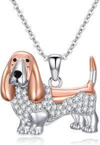 wholesale 925 Sterling Silver Basset Hound Pendant Necklaces for Women Girls s-Basset Hound